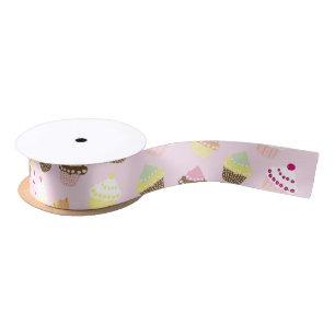 RUBAN EN SATIN MINI-GÂTEAUX MOTIF ROSE
