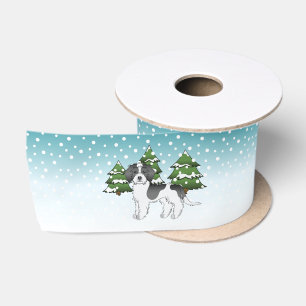 Ruban En Satin Mini Goldendoodle Parti-color Noir Forêt d'Hiver