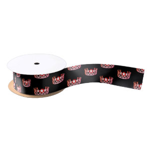 Ruban En Satin Miss USA Coral Star Crown Satin Ribbon