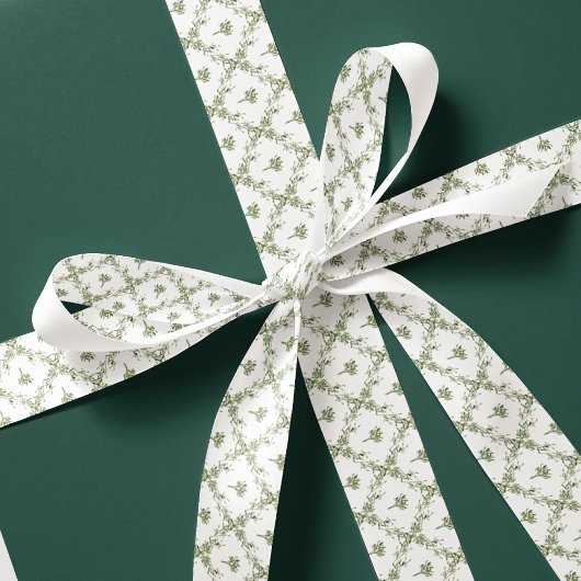 Ruban En Satin Mistletoe Floral Pattern Festif Noël Fête