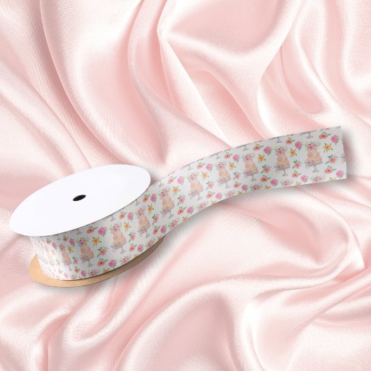 Ruban En Satin Modèle de gâteau rose superposé pour douche de mar