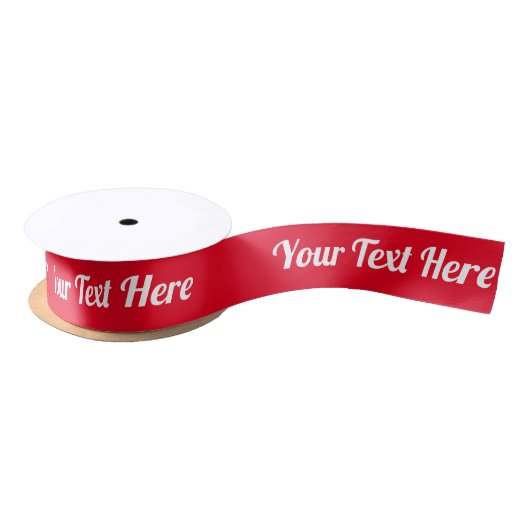 Ruban En Satin Modèle de texte de script blanc et rouge clair cla (Bobine)