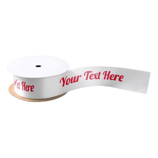 Ruban En Satin Modèle de texte de script blanc et rouge simple (Bobine)