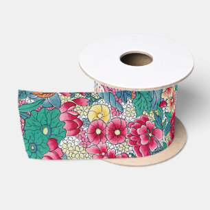 Ruban En Satin Modèle floral chinois coloré