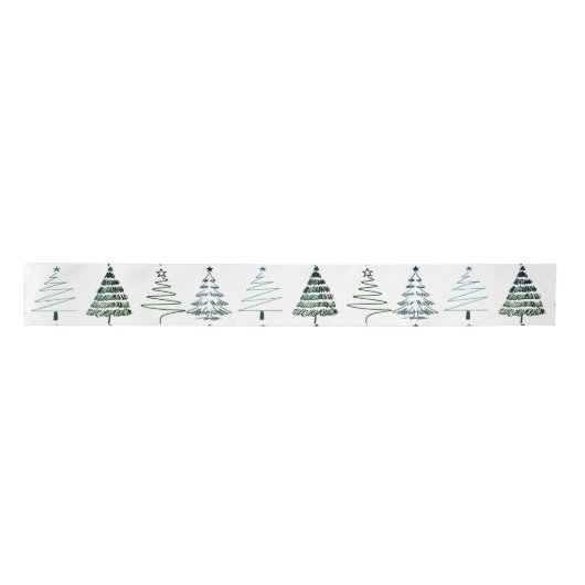 Ruban En Satin Modern Minimalist Christmas Trees Doodles (Devant)