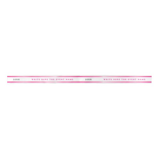 Ruban En Satin Modern Simple Girly White Pink Stripe Typography (Devant)