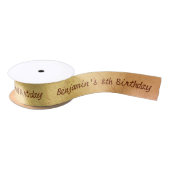 Ruban En Satin Modern Simple Script Gold Nom personnalisé Anniver (Bobine)