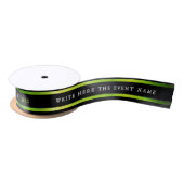 Ruban En Satin Modern Stylish Black Green Stripe White Typography (Bobine)