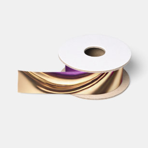 Ruban En Satin Moderne Abstrait - Rose Violet et Or-