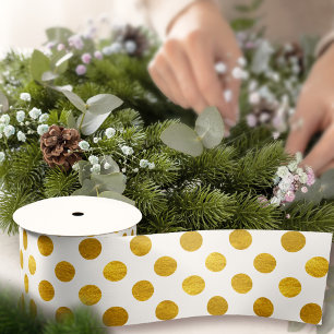 Ruban En Satin Moderne Elégant Simple Classy Pois d'or blanc