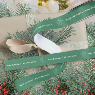 Ruban En Satin Moderne Étoile de Noël Verte Minimaliste