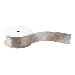 Ruban En Satin Moderne Faux Rose Gold Marble Swirl Chic