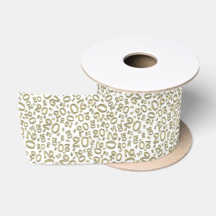 Ruban En Satin Moderne motif de numéro d'anniversaire 20 Or/Blanc