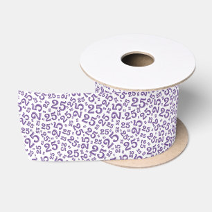 Ruban En Satin Moderne motif de numéro d'anniversaire 25 violet/b