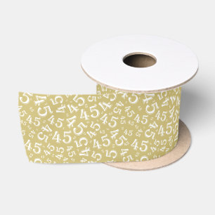 Ruban En Satin Moderne motif de numéro d'anniversaire 45 or/blanc
