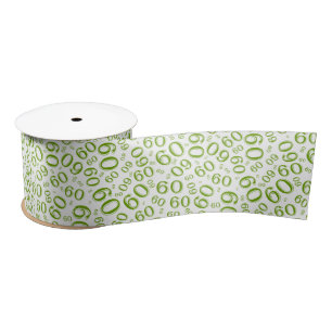Ruban En Satin Moderne numéro soixantième anniversaire motif vert