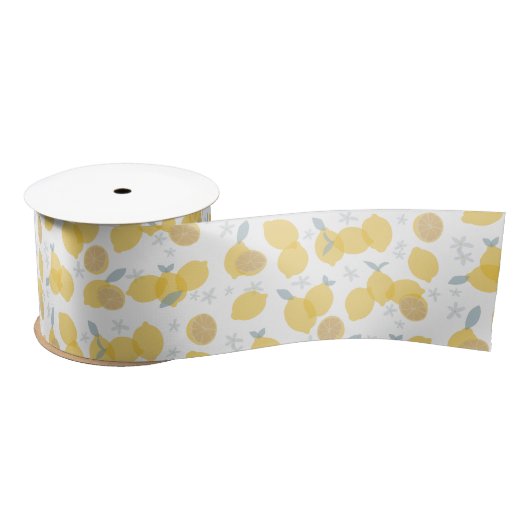 Ruban En Satin Moderne Pastel Citrus Lemons Motif (Bobine)