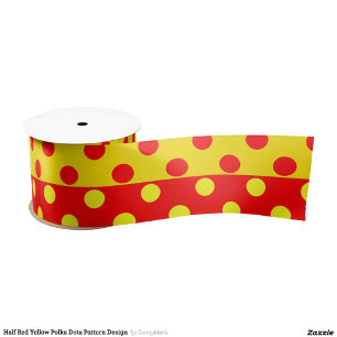 Ruban En Satin Moitié rouge Jaune Pois Design Motif