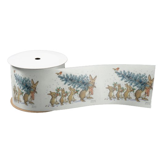 Ruban En Satin Molly Brett Bunnies Robin Christmas Tree Holly (Bobine)
