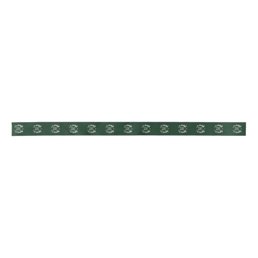 Ruban En Satin Monogramme de couronne de laurier vert rustique (Devant)