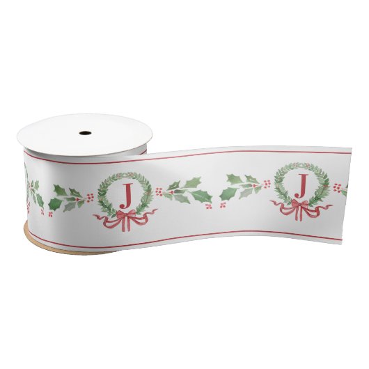 Ruban En Satin Monogramme de couronne de Noël (Bobine)