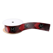 Ruban En Satin Monogramme de Motif de buffle rouge et noir rustiq (Bobine)