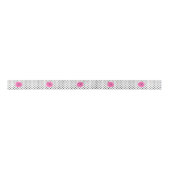Ruban En Satin Monogramme noir et blanc Polka point avec rose cha (Devant)