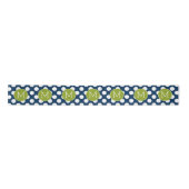 Ruban En Satin Monogramme personnalisé Pois bleu marine et vert c (Devant)