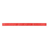 Ruban En Satin Monogramme simple Nom personnalisé Rouge et blanc (Devant)