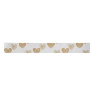 Ruban En Satin Monogrammes personnalisés, Double les Coeurs d'or