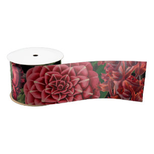 Ruban En Satin Moody Florals Noir & Bourgogne Vintage