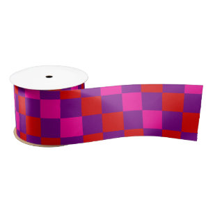 Ruban En Satin Motif à carreaux rouge violet rose