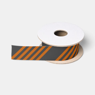 Ruban En Satin Motif à cinq bandes Burnt orange et charbon de boi