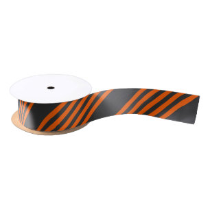 Ruban En Satin Motif à cinq bandes orange et charbon de bois