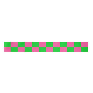 Ruban En Satin Motif À damiers chèque rose vert