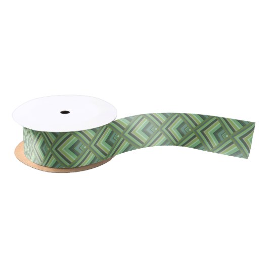 Ruban En Satin Motif à échelle à rayures vert olive (Bobine)