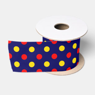 Ruban En Satin Motif à pois bleu marine rouge jaune 