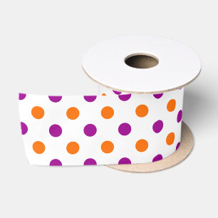 Ruban En Satin Motif à pois orange violet blanc