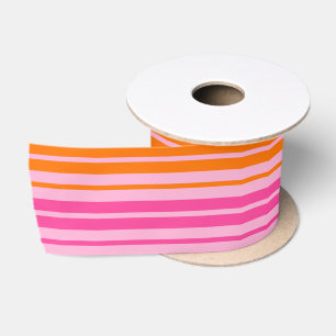 Ruban En Satin Motif à rayures verticales rose et orange