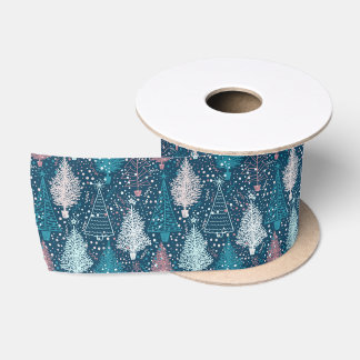 Ruban En Satin Motif Abstrait des arbres de Noël