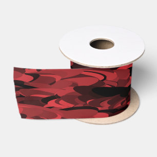Ruban En Satin Motif Abstrait Rouge Noir