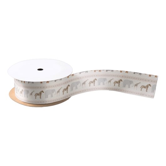 Ruban En Satin Motif africain 1 d'animaux (Bobine)