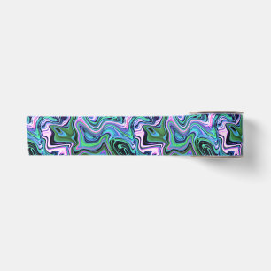 Ruban En Satin Motif Agate Rose Bleu Violet