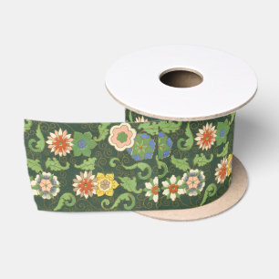 Ruban En Satin Motif antique cloisonné chinois : Vert Jade