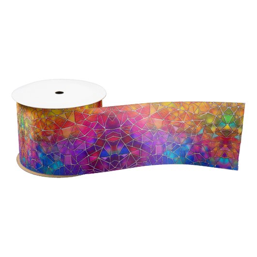 Ruban En Satin Motif arc-en-ciel en verre tendu (Bobine)