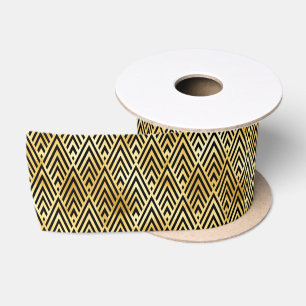 Ruban En Satin Motif Art Déco or et diamant noir