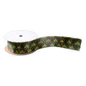 Ruban En Satin Motif Art déco or et vert sur noir (Bobine)