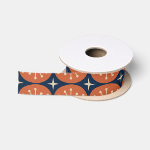 Ruban En Satin Motif Atomique Rétro Moderne du Milieu du Siècle