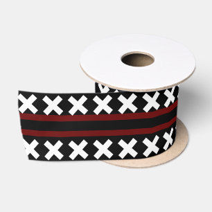 Ruban En Satin Motif blanc rouge