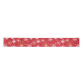 Ruban En Satin Motif blanc Snowflake sur rouge (Devant)